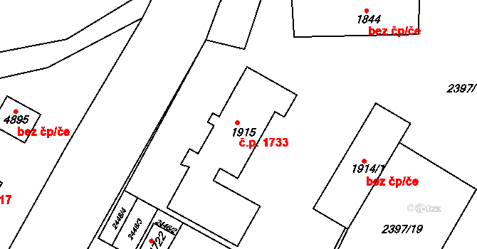 Česká Třebová 1733 na parcele st. 1915 v KÚ Česká Třebová, Katastrální mapa