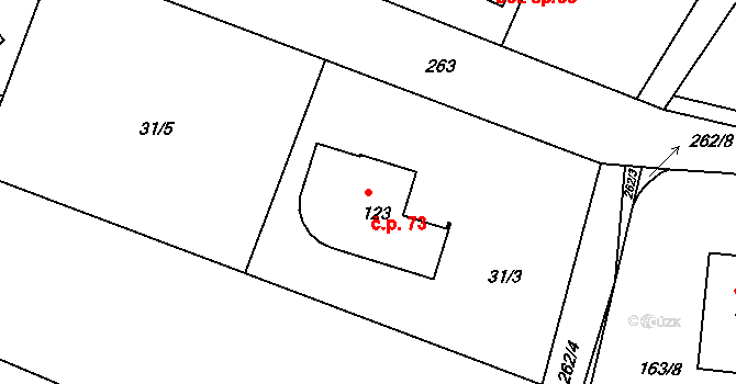 Sobětice 73, Klatovy na parcele st. 123 v KÚ Sobětice u Klatov, Katastrální mapa