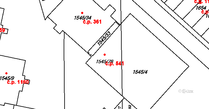 Valašské Meziříčí 541 na parcele st. 1545/76 v KÚ Valašské Meziříčí-město, Katastrální mapa