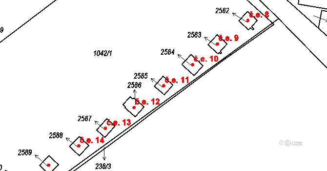 Hamrníky 11, Mariánské Lázně na parcele st. 2585 v KÚ Úšovice, Katastrální mapa