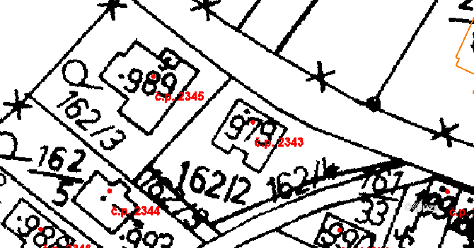 Podlusky 2343, Roudnice nad Labem na parcele st. 979 v KÚ Podlusky, Katastrální mapa