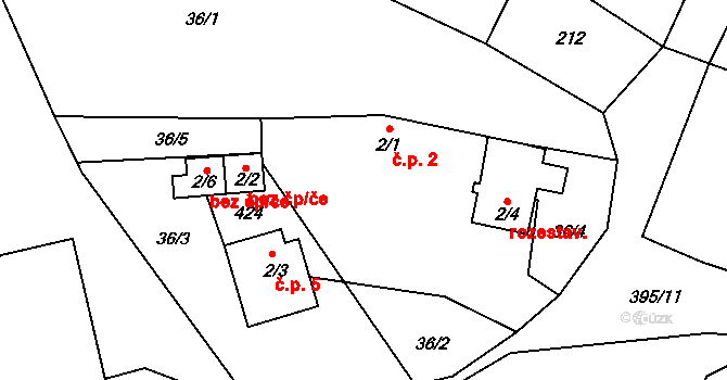 Nosákov 2, Jankov na parcele st. 2/1 v KÚ Nosákov, Katastrální mapa