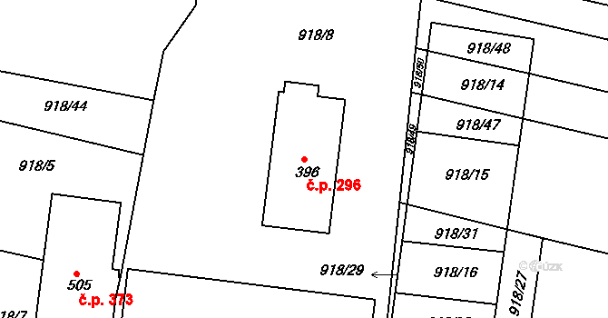 Sepekov 296 na parcele st. 396 v KÚ Sepekov, Katastrální mapa