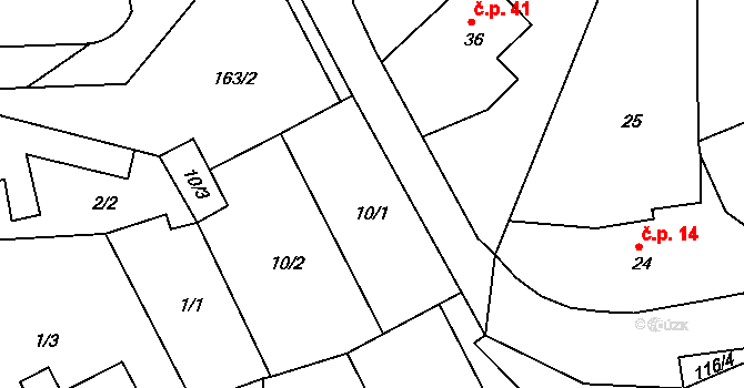 Jihlava 38665158 na parcele st. 10/1 v KÚ Henčov, Katastrální mapa