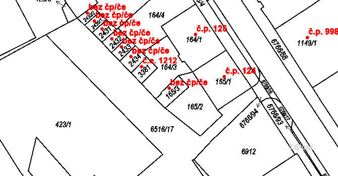 Kraslice 41644158 na parcele st. 165/3 v KÚ Kraslice, Katastrální mapa