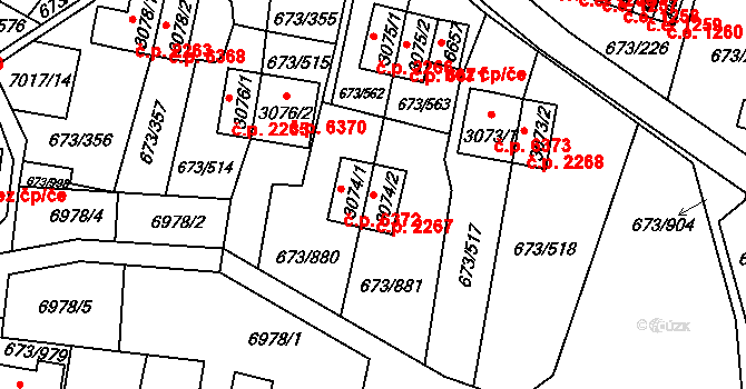 Zlín 2267 na parcele st. 3074/2 v KÚ Zlín, Katastrální mapa