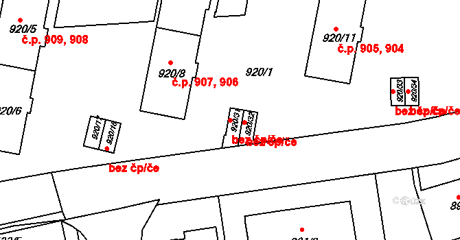 Praha 42842158 na parcele st. 920/31 v KÚ Košíře, Katastrální mapa