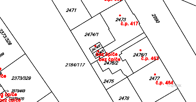 Opava 43779158 na parcele st. 2474/3 v KÚ Opava-Předměstí, Katastrální mapa