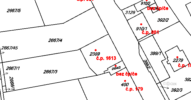 Choceň 1613 na parcele st. 2389 v KÚ Choceň, Katastrální mapa