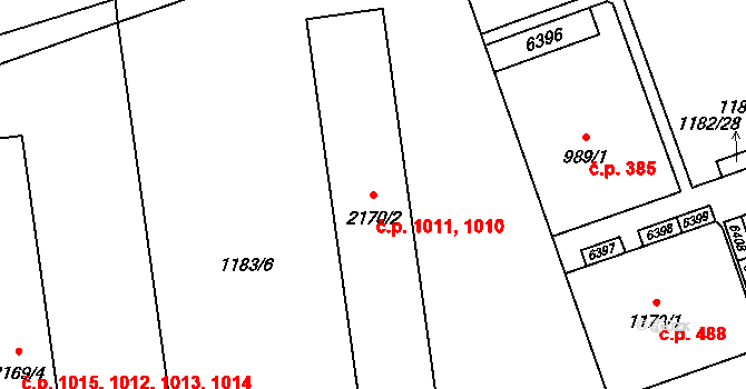 Beroun-Město 1010,1011, Beroun na parcele st. 2170/2 v KÚ Beroun, Katastrální mapa