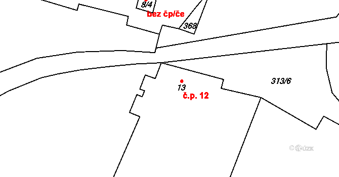 Noutonice 12, Lichoceves na parcele st. 13 v KÚ Noutonice, Katastrální mapa