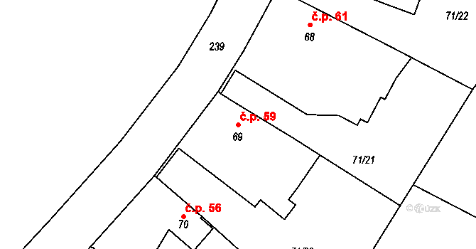 Neznášov 59, Rožnov na parcele st. 69 v KÚ Neznášov, Katastrální mapa