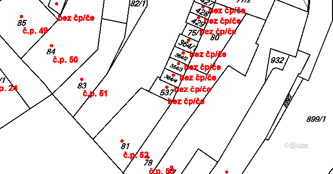 Hrob 81763158 na parcele st. 537 v KÚ Hrob, Katastrální mapa