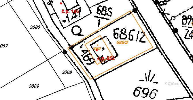Opatovec 252 na parcele st. 469 v KÚ Opatovec, Katastrální mapa