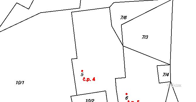 Nečice 4, Senožaty na parcele st. 5 v KÚ Nečice, Katastrální mapa