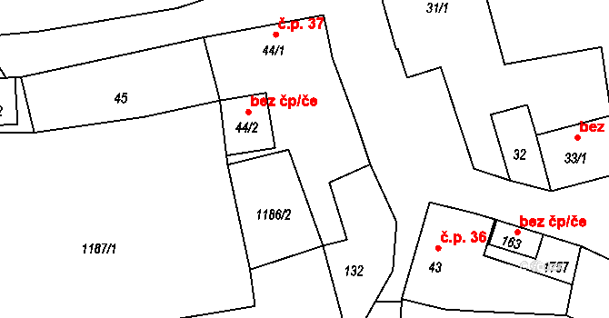 Líčkov 37, Liběšice na parcele st. 44/1 v KÚ Líčkov, Katastrální mapa