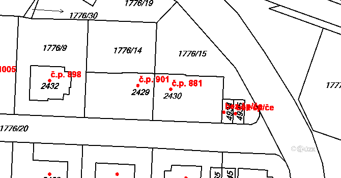 Havlíčkův Brod 881 na parcele st. 2430 v KÚ Havlíčkův Brod, Katastrální mapa