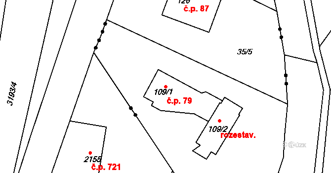 Panská Habrová 79, Rychnov nad Kněžnou na parcele st. 109/1 v KÚ Panská Habrová, Katastrální mapa