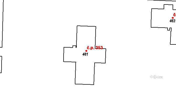 Dobřany 353 na parcele st. 461 v KÚ Dobřany, Katastrální mapa