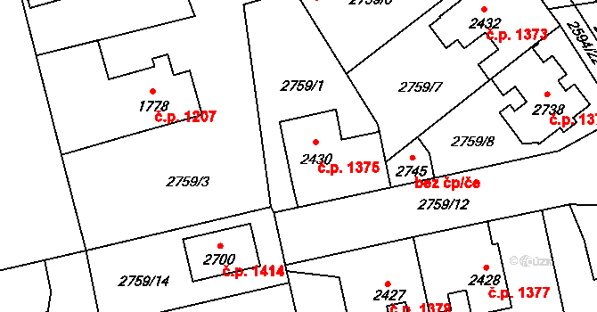 Lipník nad Bečvou I-Město 1375, Lipník nad Bečvou na parcele st. 2430 v KÚ Lipník nad Bečvou, Katastrální mapa