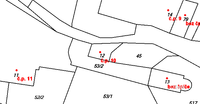 Vilémovice 10, Červené Janovice na parcele st. 12 v KÚ Vilémovice u Červených Janovic, Katastrální mapa