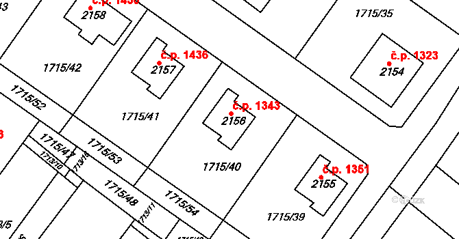 Čáslav-Nové Město 1343, Čáslav na parcele st. 2156 v KÚ Čáslav, Katastrální mapa