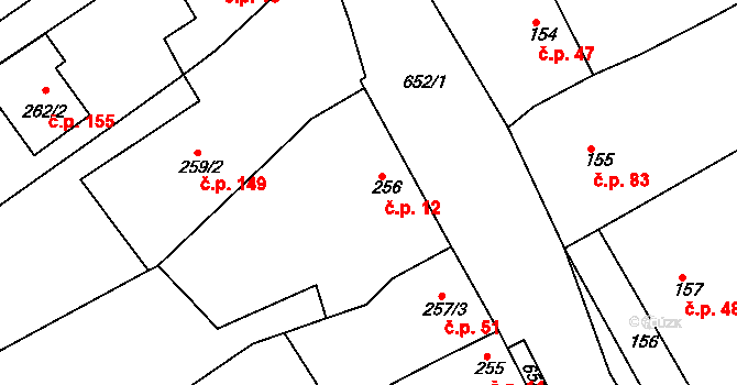 Opatovice 12, Vyškov na parcele st. 256 v KÚ Opatovice u Vyškova, Katastrální mapa