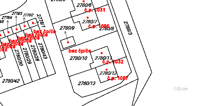 Pod Cvilínem 1032, Krnov na parcele st. 2780/11 v KÚ Opavské Předměstí, Katastrální mapa
