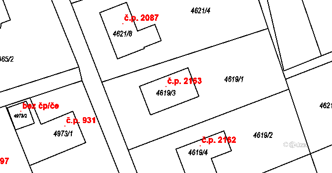 Šenov 2163 na parcele st. 4619/3 v KÚ Šenov u Ostravy, Katastrální mapa