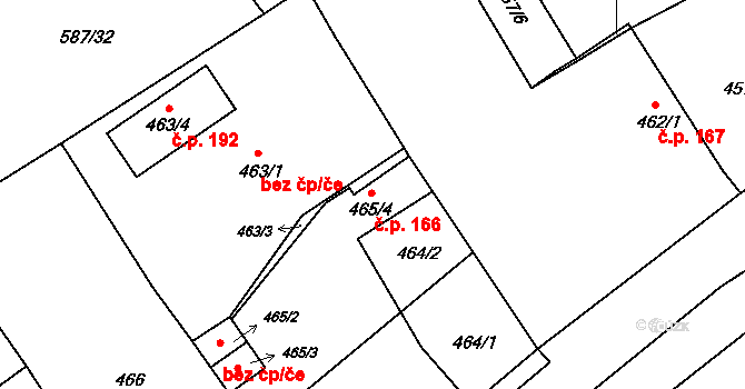 Třeboň I 166, Třeboň na parcele st. 465/4 v KÚ Třeboň, Katastrální mapa