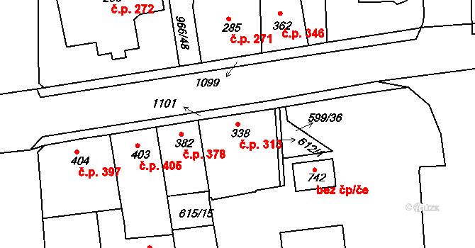 Bohosudov 313, Krupka na parcele st. 338 v KÚ Bohosudov, Katastrální mapa