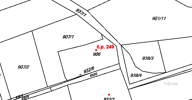 Záblatí 249, Bohumín na parcele st. 906 v KÚ Záblatí u Bohumína, Katastrální mapa