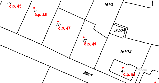 Libořezy 49, Stříbřec na parcele st. 41 v KÚ Libořezy, Katastrální mapa