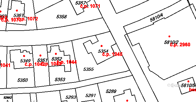 Záběhlice 1045, Praha na parcele st. 5354 v KÚ Záběhlice, Katastrální mapa