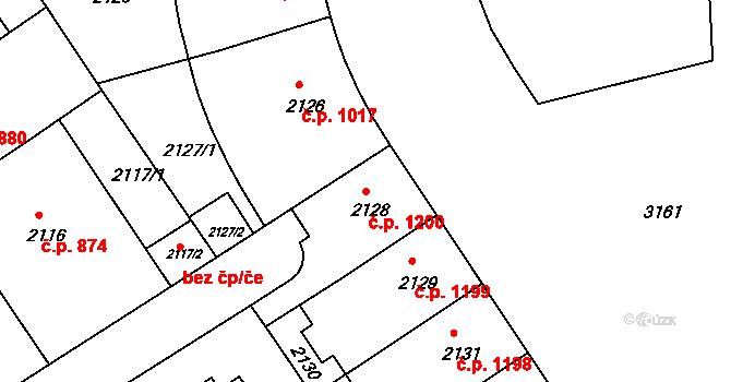 Nusle 1200, Praha na parcele st. 2128 v KÚ Nusle, Katastrální mapa