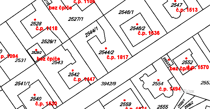 Modřany 1817, Praha na parcele st. 2544/2 v KÚ Modřany, Katastrální mapa