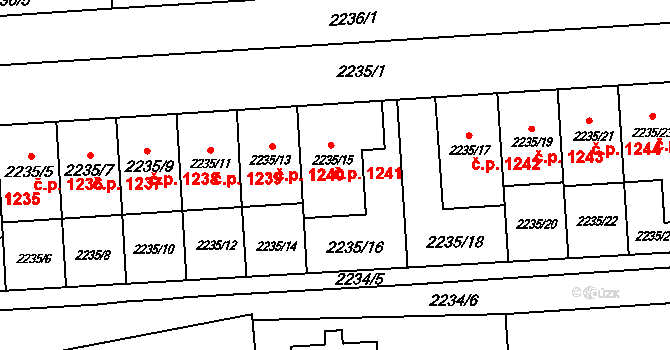 Hostivař 1241, Praha na parcele st. 2235/15 v KÚ Hostivař, Katastrální mapa