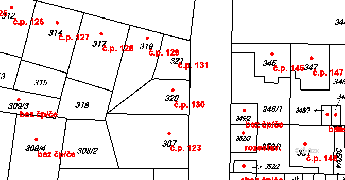 České Budějovice 7 130, České Budějovice na parcele st. 320 v KÚ České Budějovice 7, Katastrální mapa