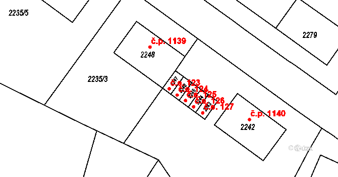 Jirkov 123 na parcele st. 2247 v KÚ Jirkov, Katastrální mapa