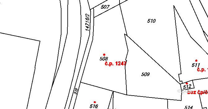 Vsetín 1247 na parcele st. 508 v KÚ Vsetín, Katastrální mapa