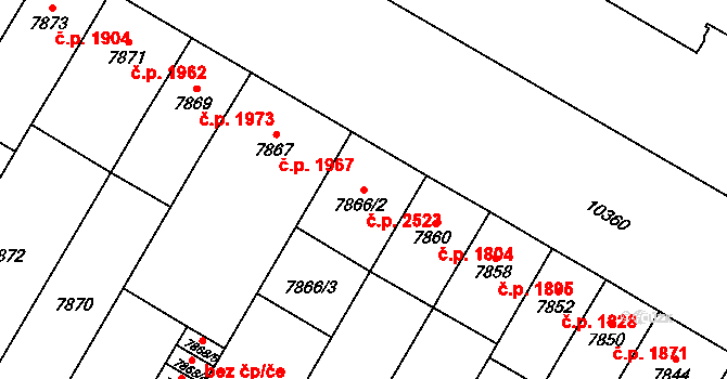 Jižní Předměstí 2523, Plzeň na parcele st. 7866/2 v KÚ Plzeň, Katastrální mapa