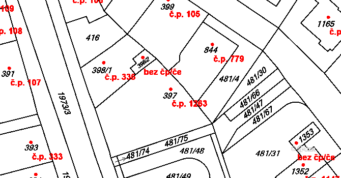 Třebechovice pod Orebem 1263 na parcele st. 397 v KÚ Třebechovice pod Orebem, Katastrální mapa