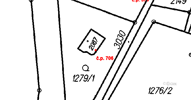 Čeladná 706 na parcele st. 2087 v KÚ Čeladná, Katastrální mapa