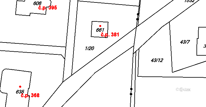 Nová Ves 381, Frýdlant nad Ostravicí na parcele st. 661 v KÚ Nová Ves u Frýdlantu nad Ostravicí, Katastrální mapa