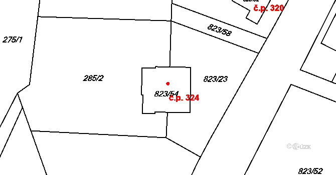 Lípa 324 na parcele st. 823/54 v KÚ Lípa nad Dřevnicí, Katastrální mapa