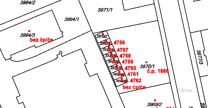 Jihlava 4759 na parcele st. 3970/5 v KÚ Jihlava, Katastrální mapa