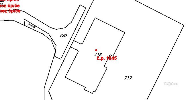 Poruba 1045, Ostrava na parcele st. 718 v KÚ Poruba, Katastrální mapa