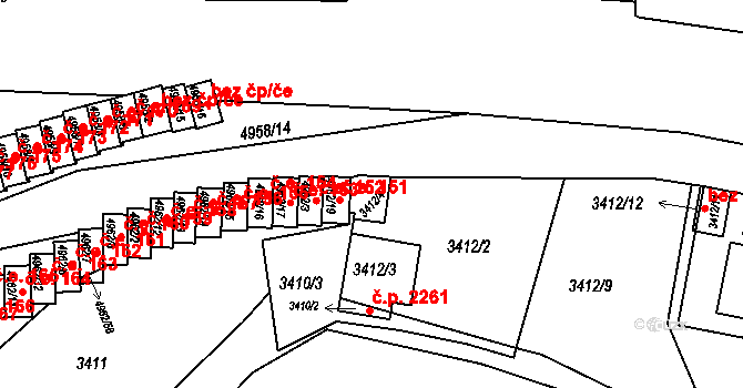 Znojmo 557 na parcele st. 3412/4 v KÚ Znojmo-město, Katastrální mapa