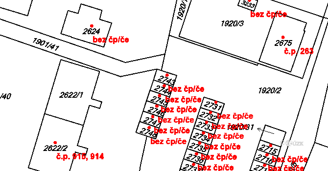 Lanškroun 39437159 na parcele st. 2744 v KÚ Lanškroun, Katastrální mapa