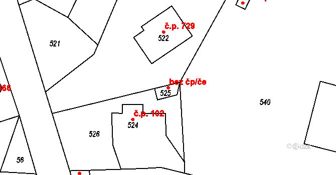 Řevnice 39605159 na parcele st. 525 v KÚ Řevnice, Katastrální mapa